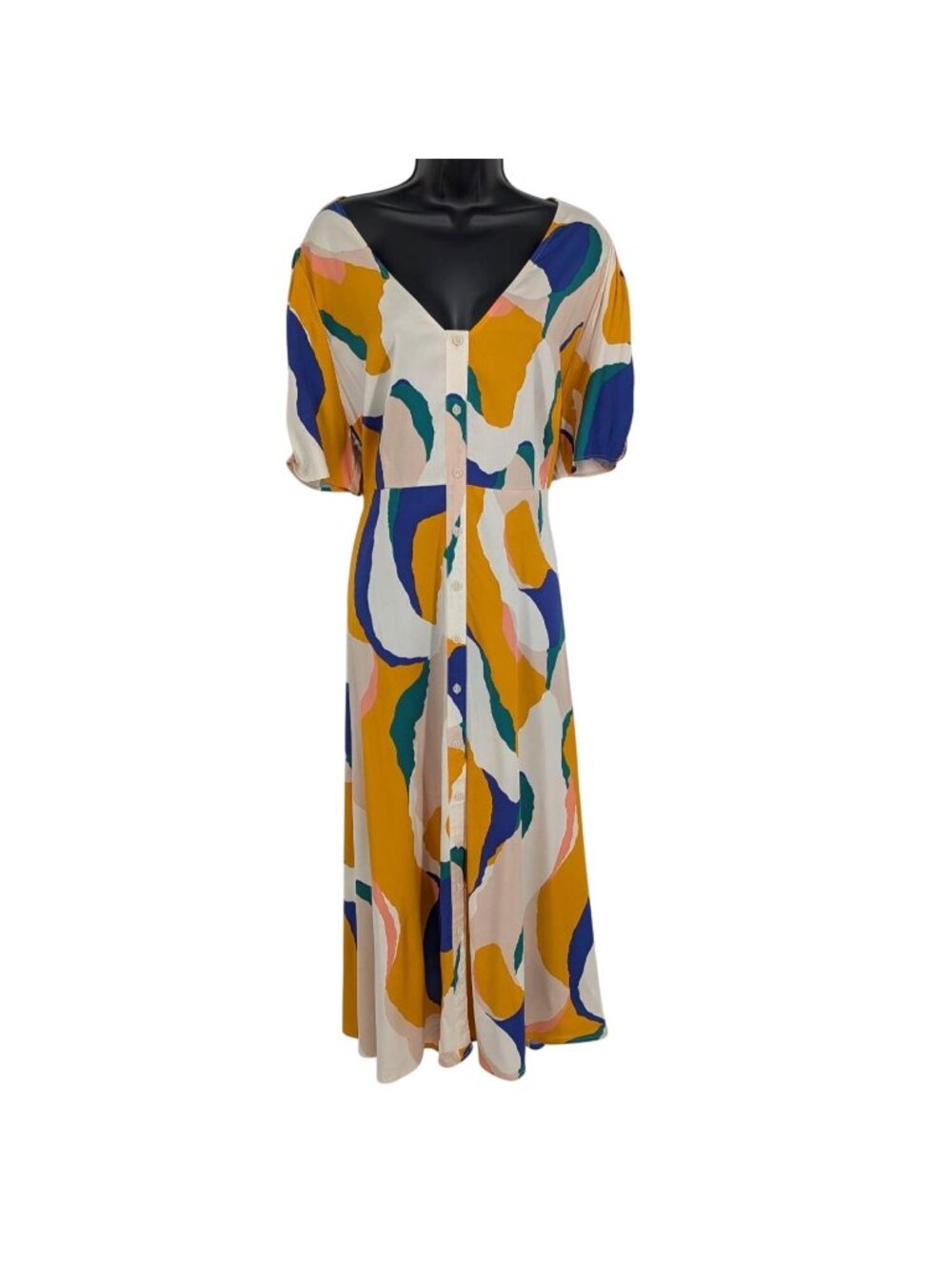 Ava & Viv Abstract Print Midi Dress Boho Artsy Statement Flowy Vacation XXLarge